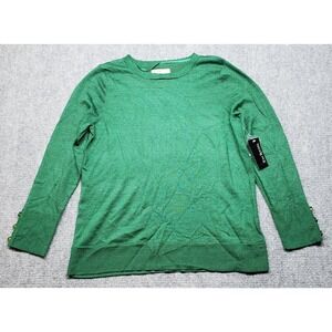 Kim Rogers Sweater Womens Size L Greenroom Scallop Crew Neck Long Sleeve New